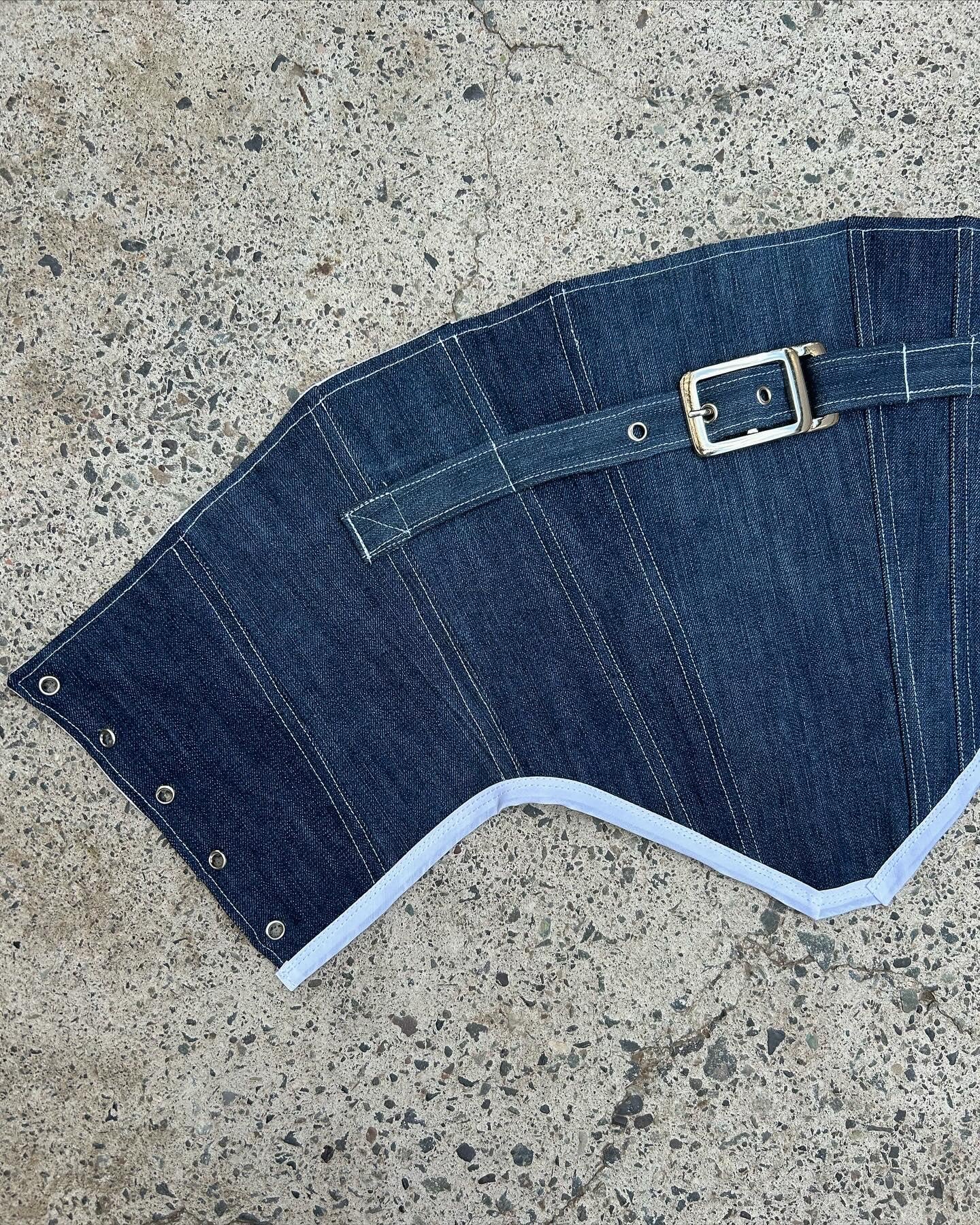 Denim-belt corset