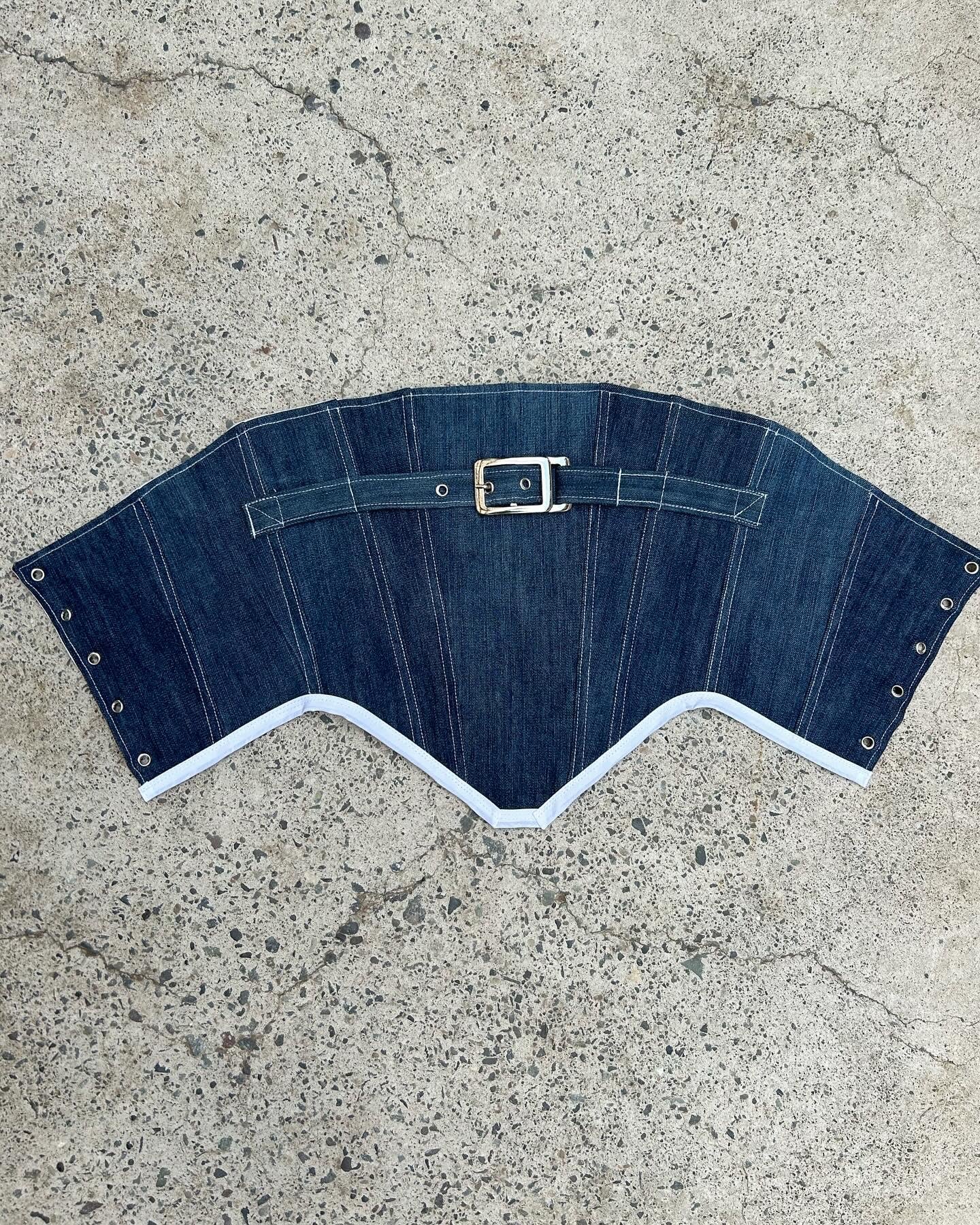 Denim-belt corset