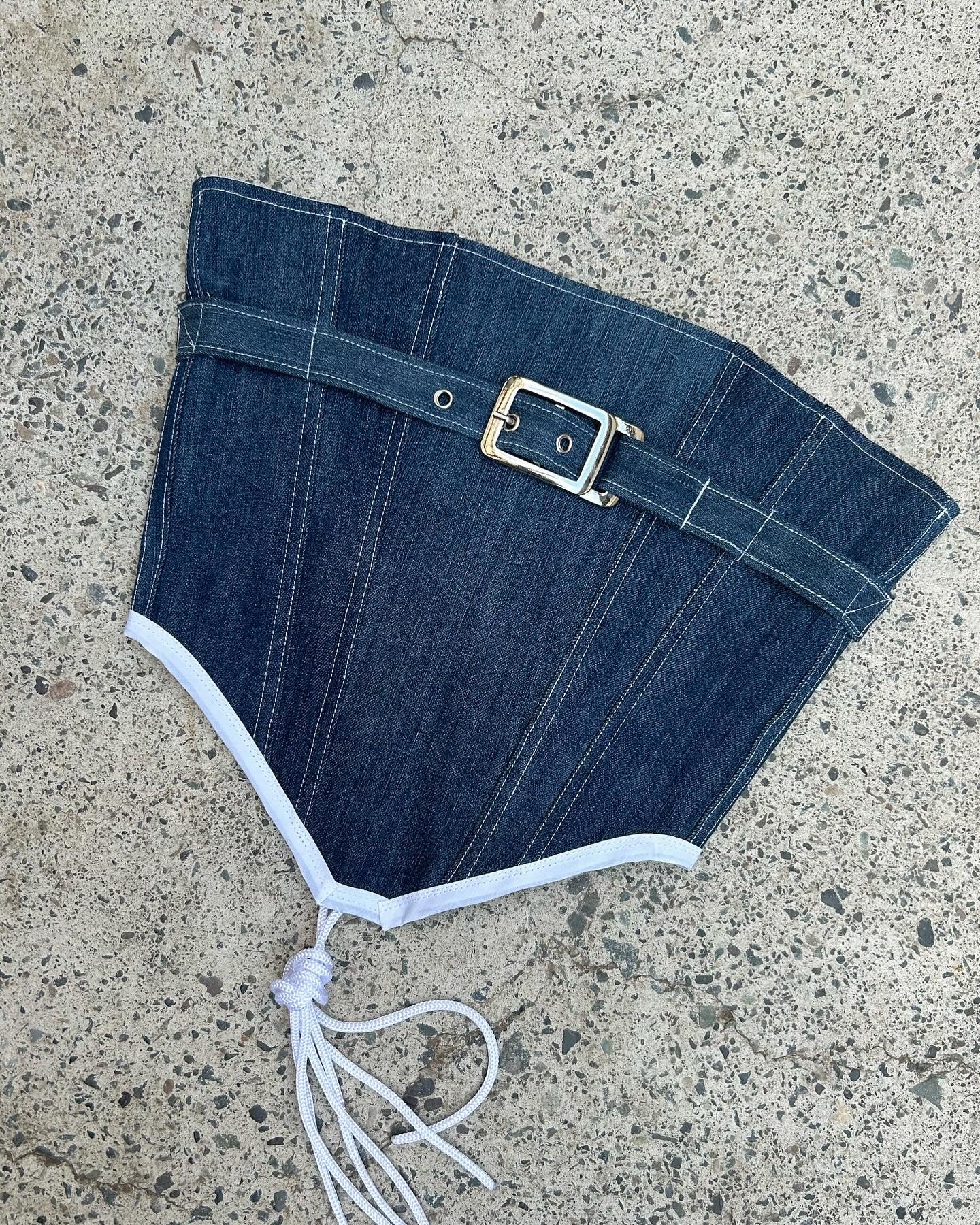 Denim-belt corset