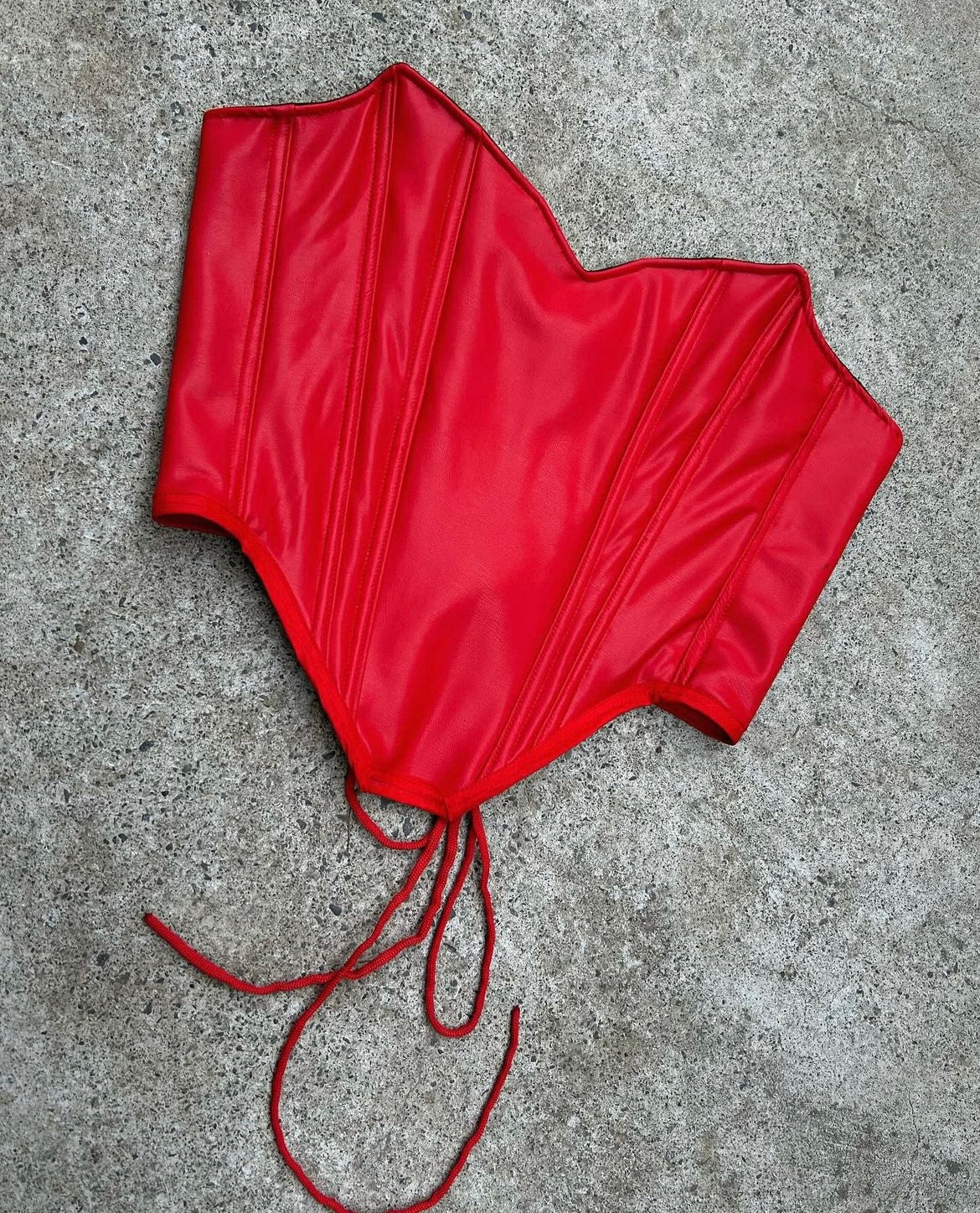 Red leather corset